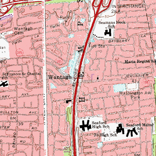 Topographic Map of Interchange 3, NY