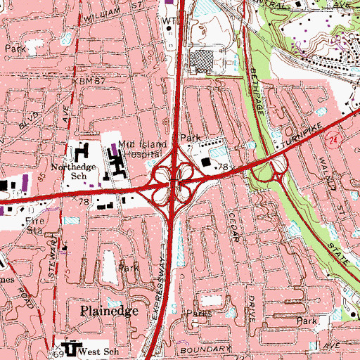 Topographic Map of Interchange 7, NY