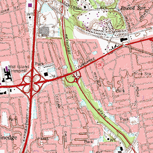 Topographic Map of Interchange B3, NY