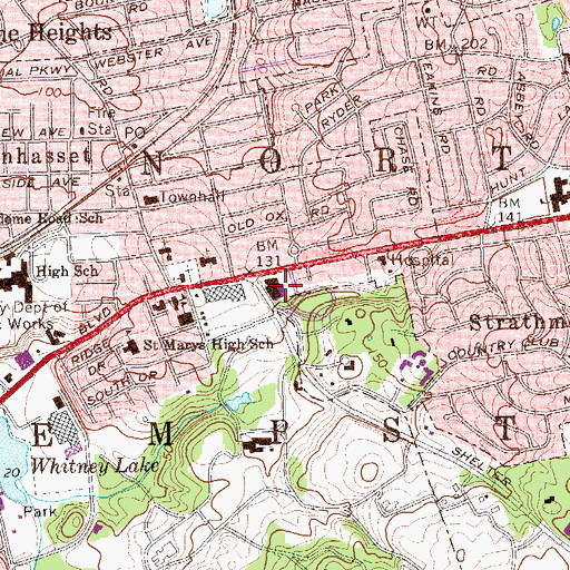 Topographic Map of Manhasset Hospital, NY