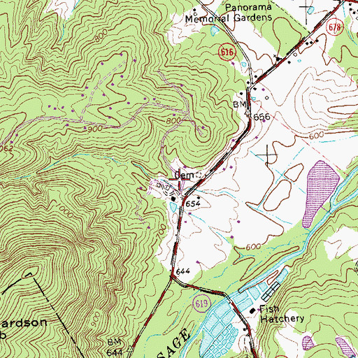 Topographic Map of Fortsmouth Volunteer Fire Department, VA