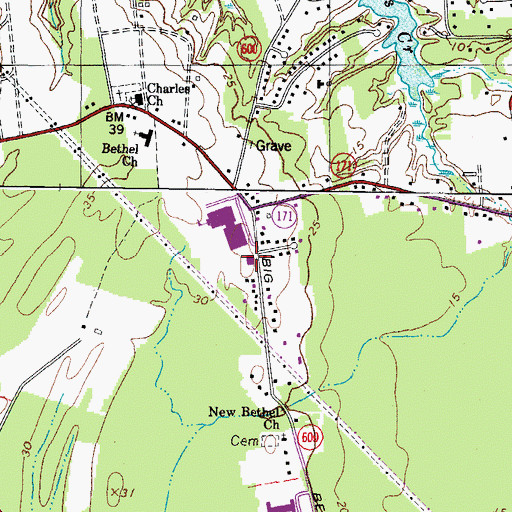Topographic Map of York County Department of Fire and Life Safety Station 2 Tabb, VA