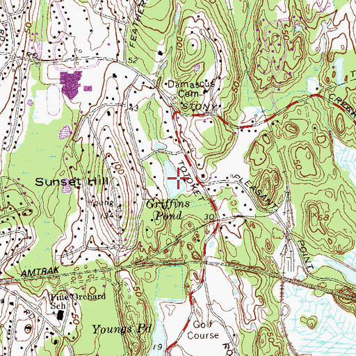 Topographic Map of Griffins Pond, CT