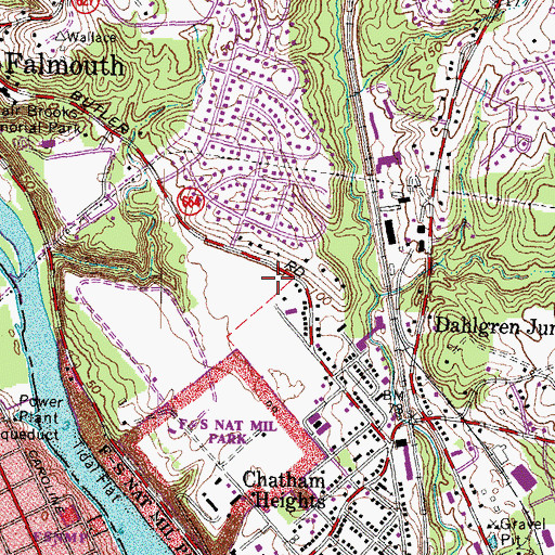 Topographic Map of Stafford County Fire and Rescue Department Station 1 Falmouth Volunteer Fire Department, VA