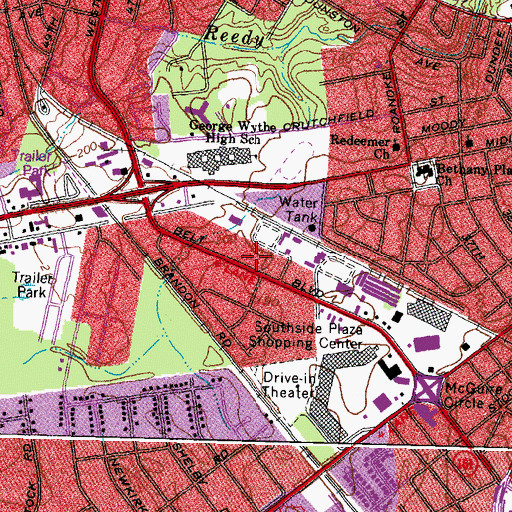 Topographic Map of Richmond Police Department 2nd Precinct, VA