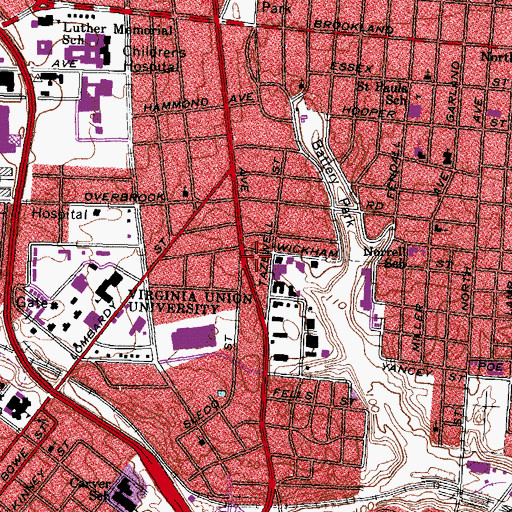 Topographic Map of Richmond Police Department 4th Precinct, VA