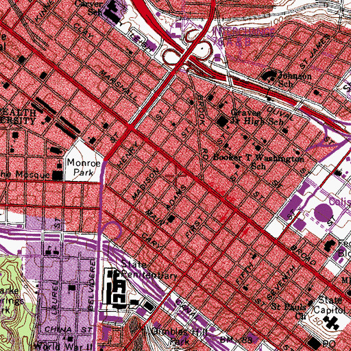 Topographic Map of Richmond Police Department Headquarters, VA