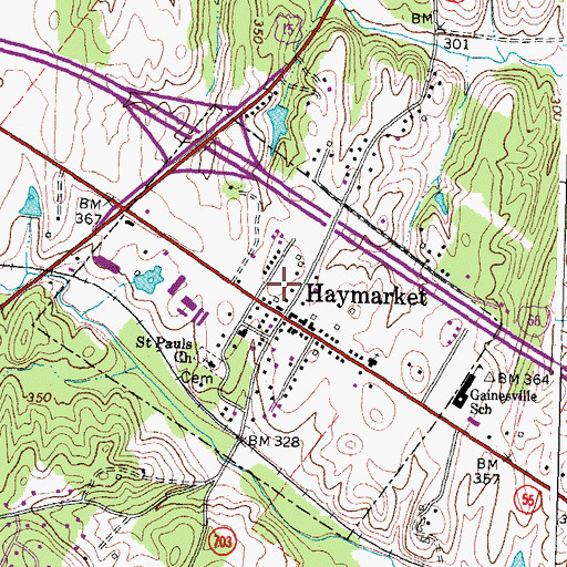 Topographic Map of Haymarket Police Department, VA