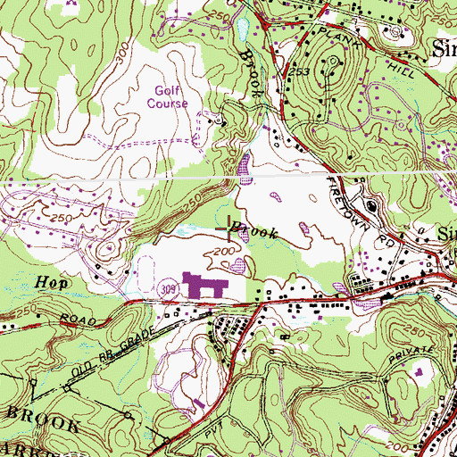 Topographic Map of Grimes Brook, CT