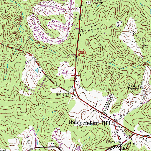 Topographic Map of Virginia State Police Division 7 Area 11 Office, VA