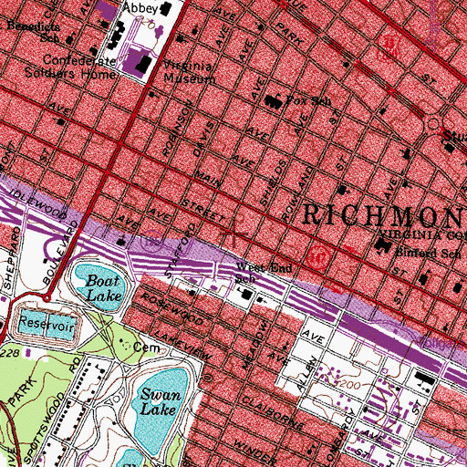 Topographic Map of Richmond Fire Department Station 12, VA