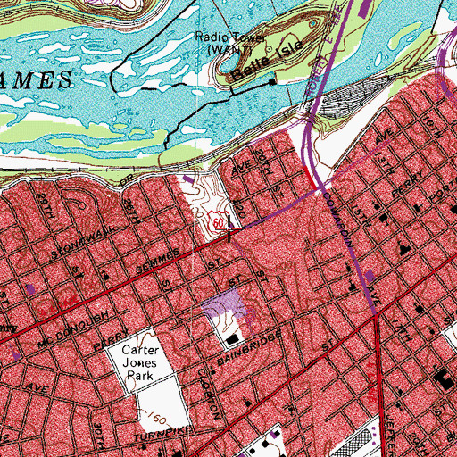 Topographic Map of Richmond Fire Department Station 17, VA