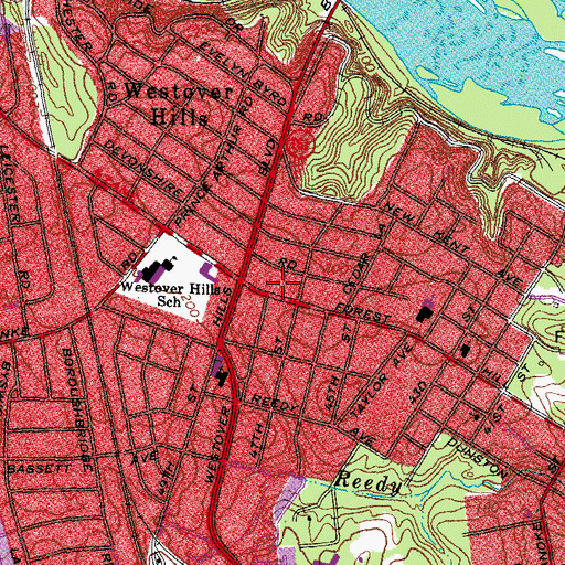 Topographic Map of Richmond Fire Department Station 20, VA