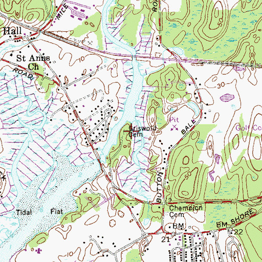 Topographic Map of Griswold Cemetery, CT