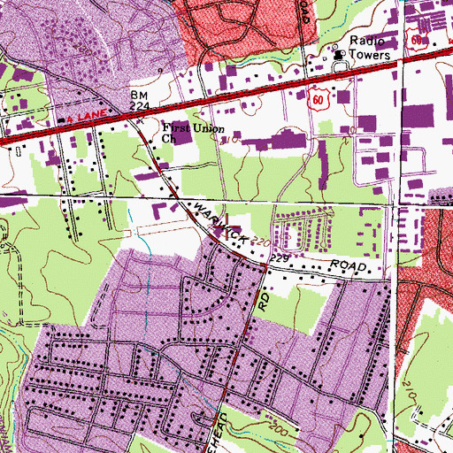 Topographic Map of Richmond Fire Department Station 23, VA