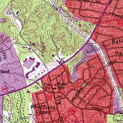 Topographic Map of Richmond Fire Department Station 25, VA