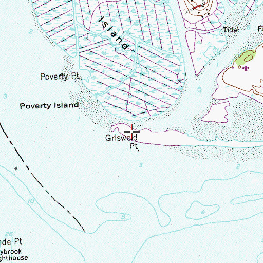 Topographic Map of Griswold Point, CT