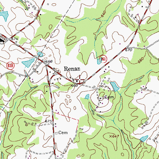 Topographic Map of Renan Volunteer Fire Department, VA