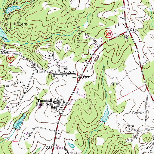 Topographic Map of Tunstall Volunteer Fire and Rescue, VA