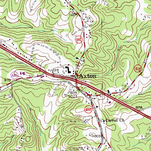 Topographic Map of Axton Volunteer Fire Department, VA