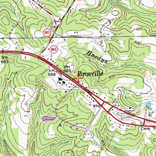 Topographic Map of Brosville Community Volunteer Fire Department, VA