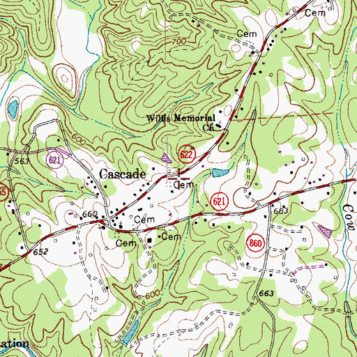 Topographic Map of Cascade Volunteer Fire Department, VA