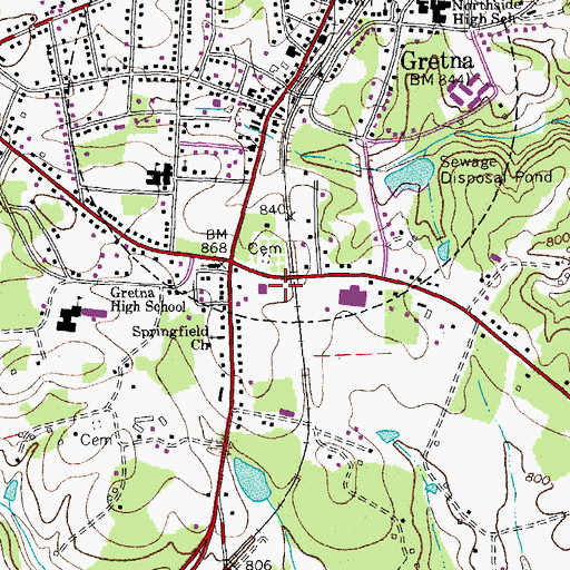 Topographic Map of Gretna Volunteer Fire Department, VA