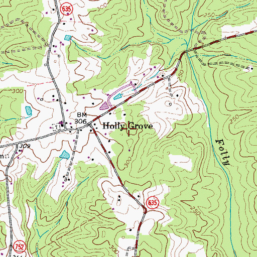 Topographic Map of Holly Grove Volunteer Fire Department Company 4, VA