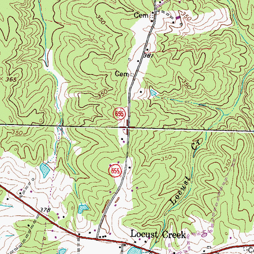 Topographic Map of Locust Creek Volunteer Fire Department Company 5, VA