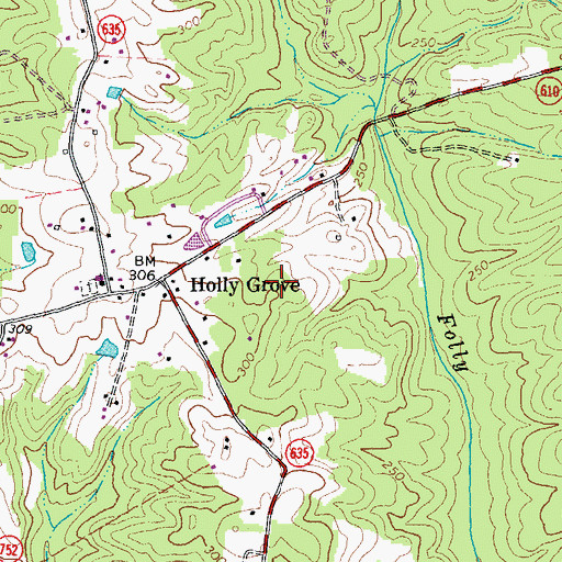 Topographic Map of Holly Grove Volunteer Rescue Squad, VA