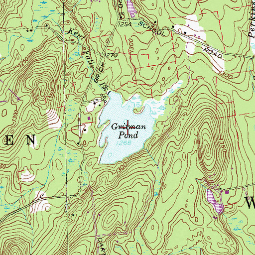 Topographic Map of Gritman Pond, CT