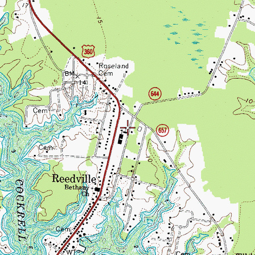 Topographic Map of Northumberland County Rescue Squad, VA