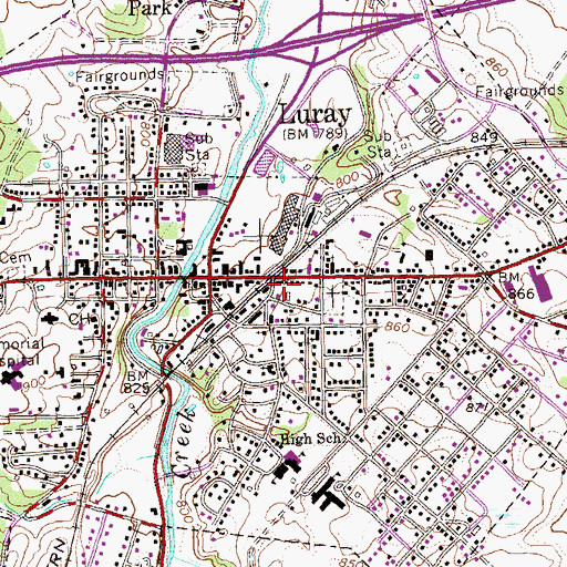 Topographic Map of Luray Volunteer Fire Department, VA