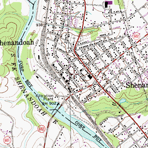 Topographic Map of Shenandoah Volunteer Fire Company, VA