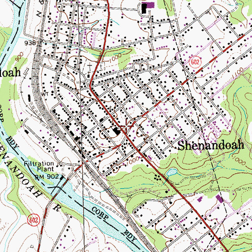 Topographic Map of Shenandoah Volunteer Rescue Squad, VA
