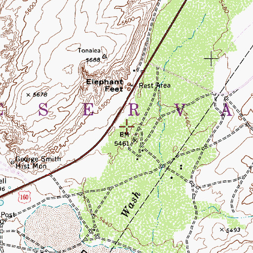Topographic Map of Elephants Feet Rest Area, AZ