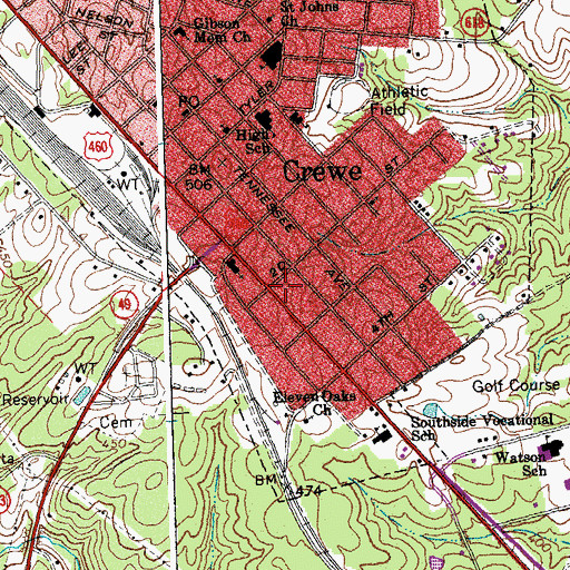 Topographic Map of Nottoway County Emergency Squad, VA