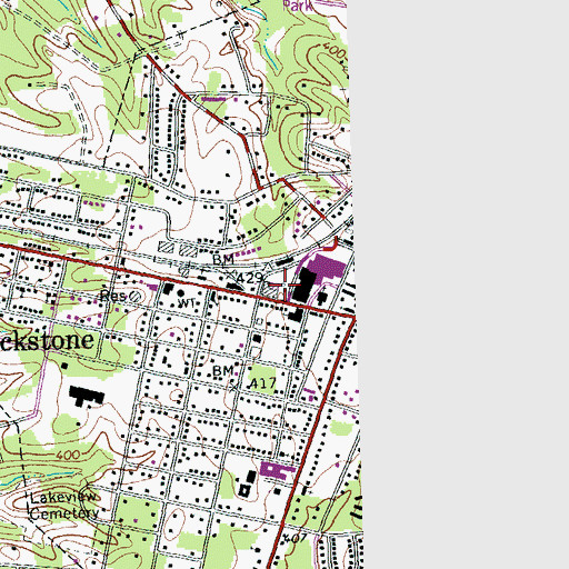 Topographic Map of Blackstone Volunteer Fire Department, VA