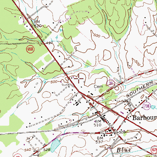 Topographic Map of Barboursville Volunteer Fire Company and Rescue Squad, VA