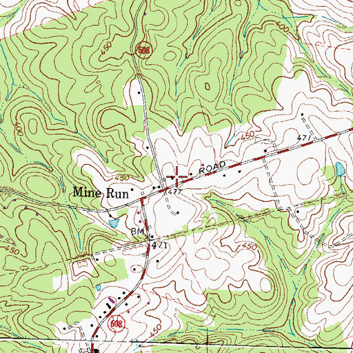 Topographic Map of Mine Run Volunteer Fire Company, VA