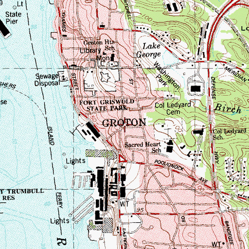 Topographic Map of Groton, CT