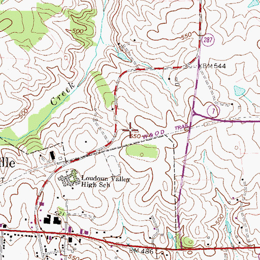 Topographic Map of Purcellville Volunteer Fire Company 2, VA