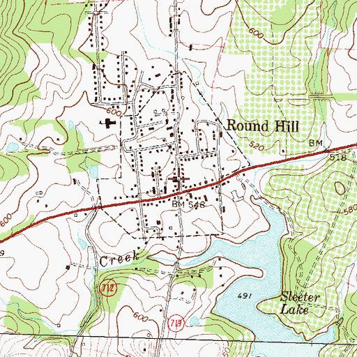 Topographic Map of Round Hill Volunteer Fire Department Company 4, VA