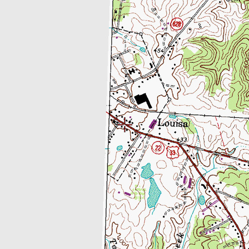 Topographic Map of Louisa Volunteer Fire Department Company 1, VA