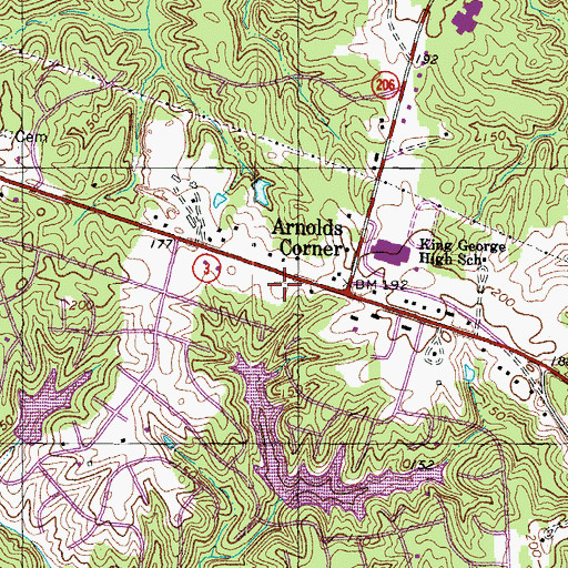 Topographic Map of King George Fire and Rescue Company 1, VA