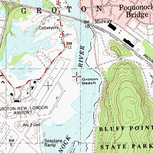 Topographic Map of Groton Beach, CT