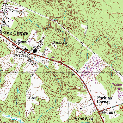 Topographic Map of King George County Sheriff's Office, VA