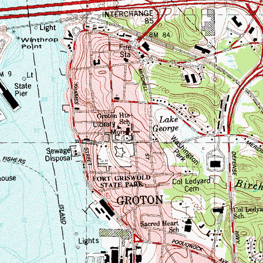 Topographic Map of Groton Heights Elementary School, CT