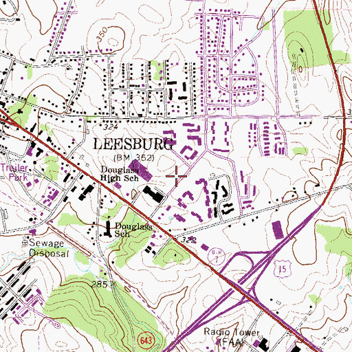 Topographic Map of Leesburg Volunteer Fire Station 20, VA