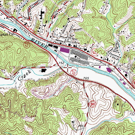 Topographic Map of Bassett Rescue Squad, VA